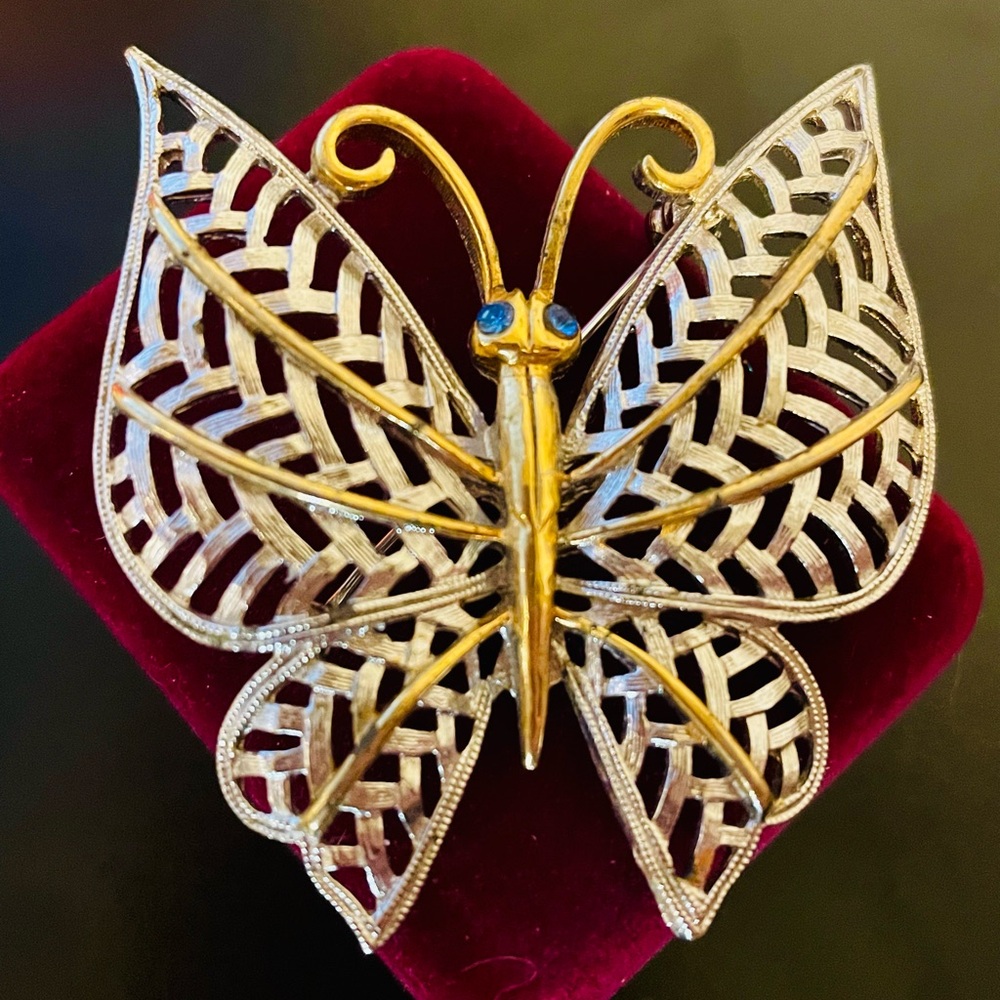 Vintage Avon Silver and Gold Butterfly Brooch